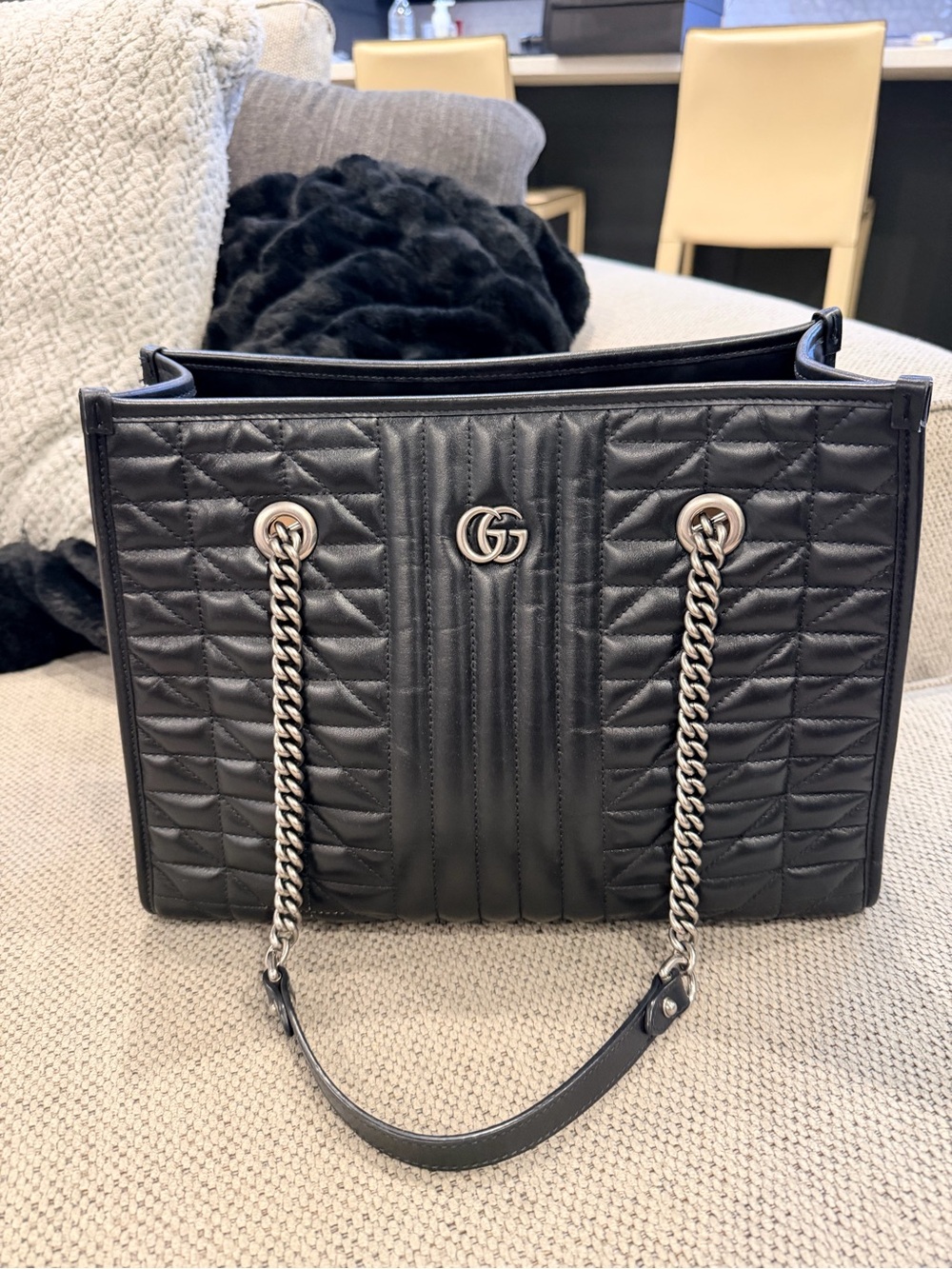 Gucci Black Quilted Leather Chain-Handle Shoulder Bag